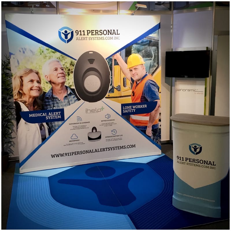 Xtension Fabric Pop-Up Display - 8' x 8' Configuration with L Case Podium