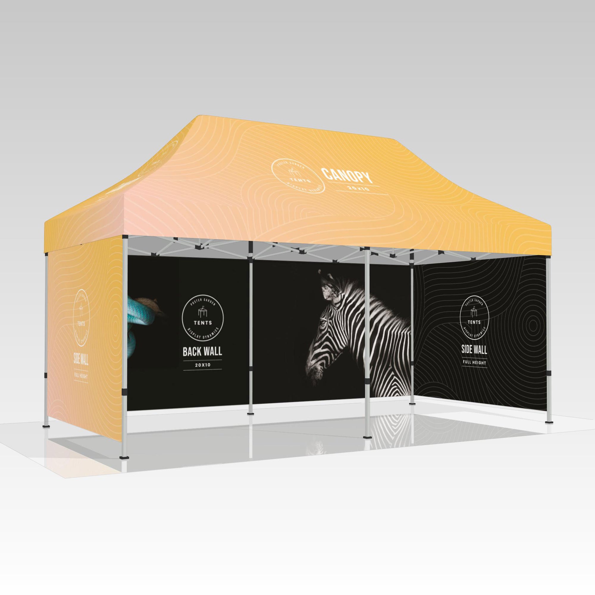 10'x20' Full Sidewall Kit: Complete Tent Protection Tent - 20' Backwall (printed both sides) / Tent